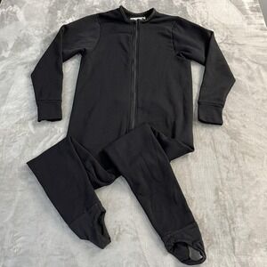 Web Foots Long Johns Mens Small Black Fleece Body Sock Thermal Underwear